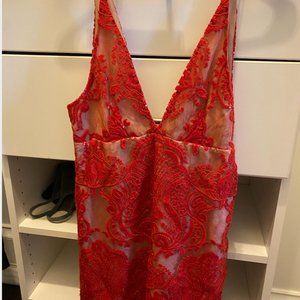 free people red sequin mini dress